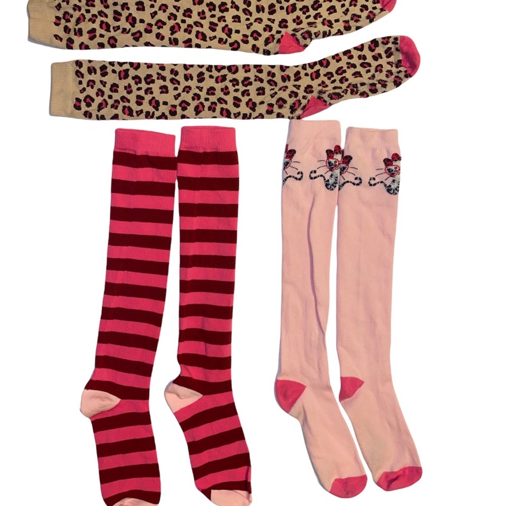 Lands End Knee Socks cat patterned size L/XL set of 3